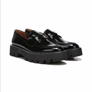 Franco Sarto Black Bazel Pleather Loafers Size 8